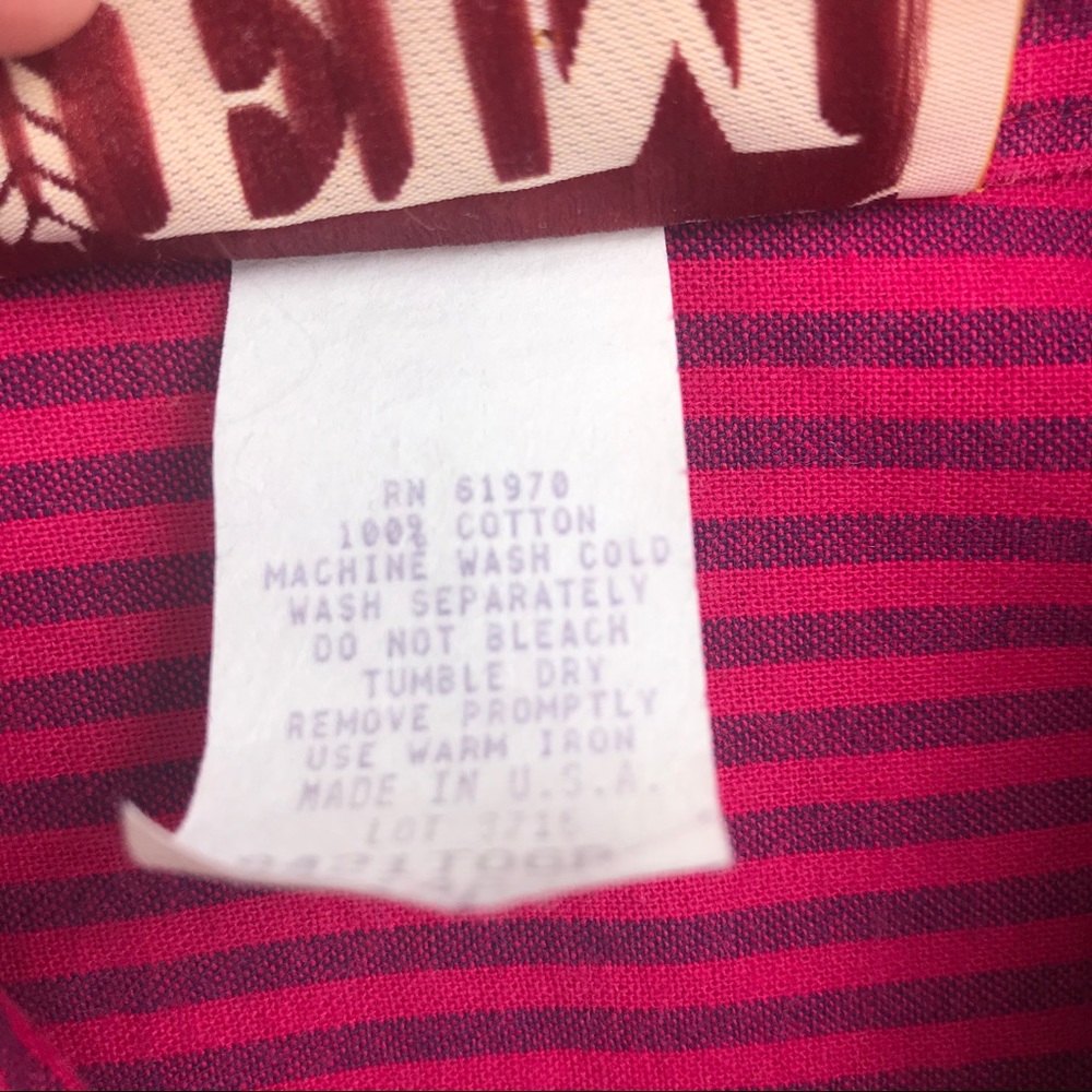 Vintage Raspberry Striped Cotton Shirtdress Med Large - Picture 6 of 7